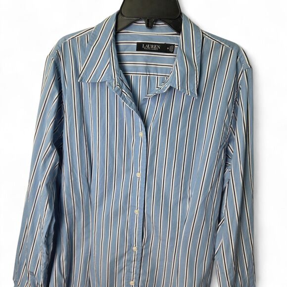 Lauren Ralph Lauren Striped Cotton Shirt Dress Size 14 - Picture 4 of 8